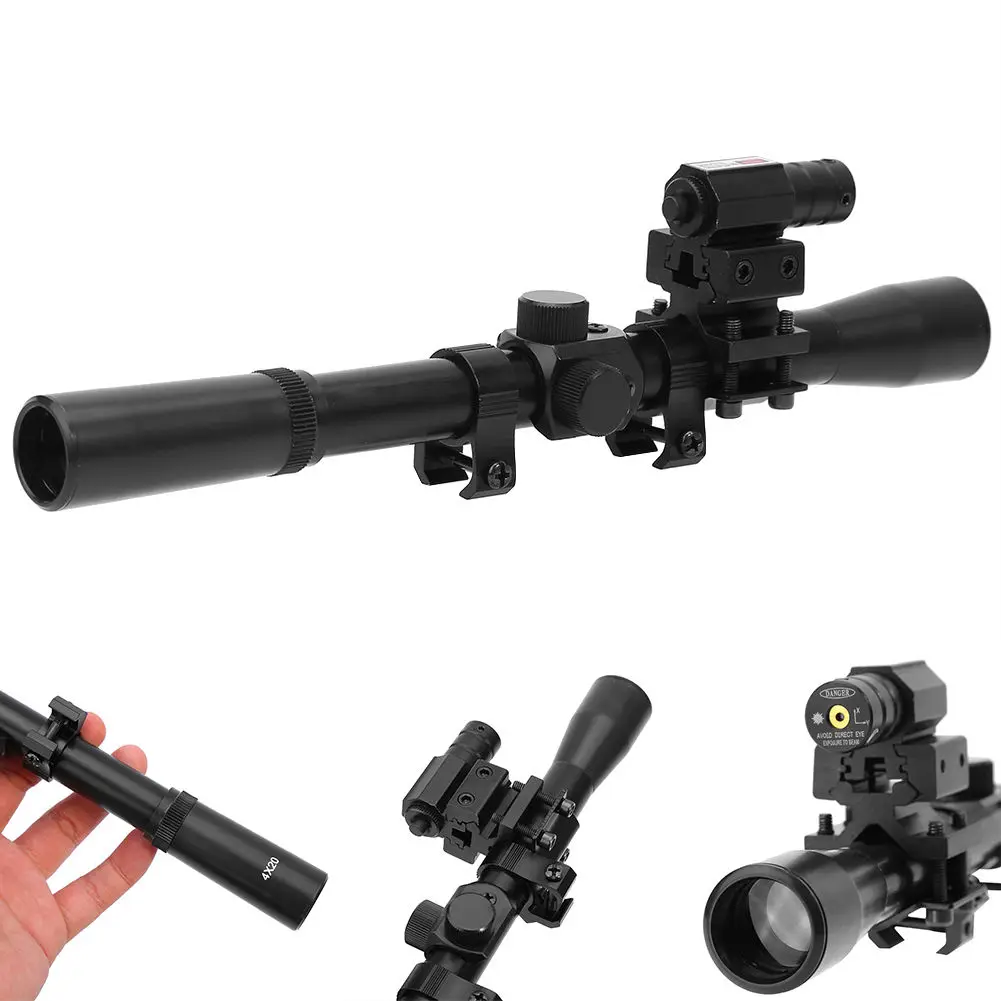 Hunting Set 4x20 Rifle Scope+Red Dot Laser Sight+Adapter Mount For Rifle 