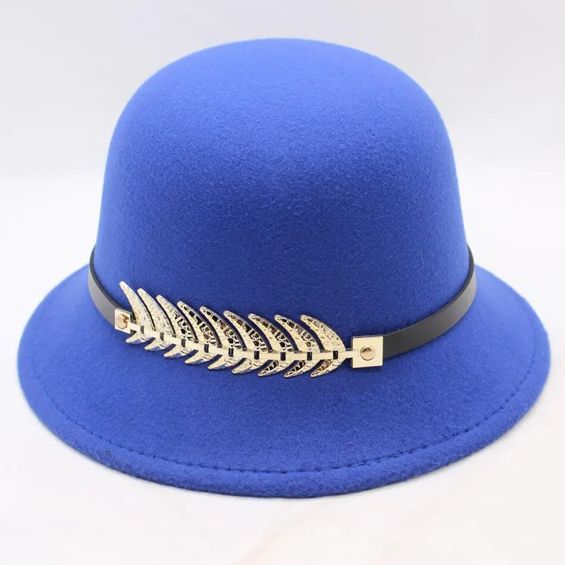 SUOGRY женские шляпы Fedora винтажный топ шляпа известный бренд одежда больших размеров аксессуары для женщин Боулер козырек Fl - Цвет: Royal blue