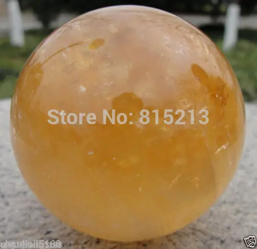 

Free Shipping ddh00806 Natural Citrine Calcite Quartz Crystal Sphere Ball Healing 65MM