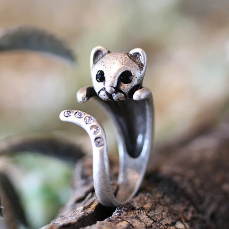 

Unique Retro Kitty Cat Adjustable Ring free ship