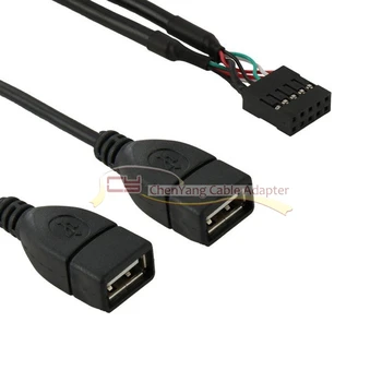 

100PCS/10 Pin Motherboard Female Header to Dual USB 2.0 Female Adapter Cable 50cm