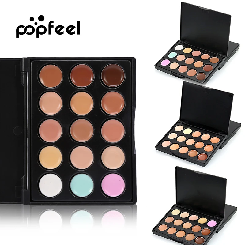 Popfeel 15 colors Facial Concealer Palette Face Cream Care Camouflage
