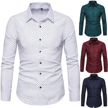 

Men's shirt Men's New Fashion Printed Long Sleeve Shirts Slim Comfortable Long Sleeved Shirts