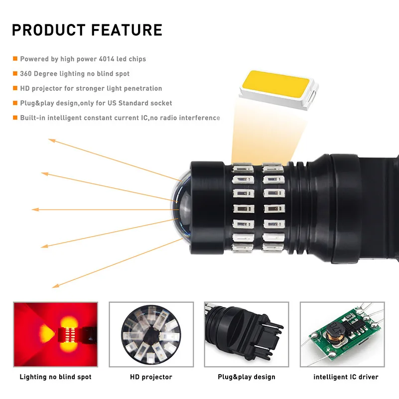 2 шт. 3157 LED красный белый Янтарный Желтый 3156 3057 3056 48SMD T25 светодиодные лампы P27/7 W