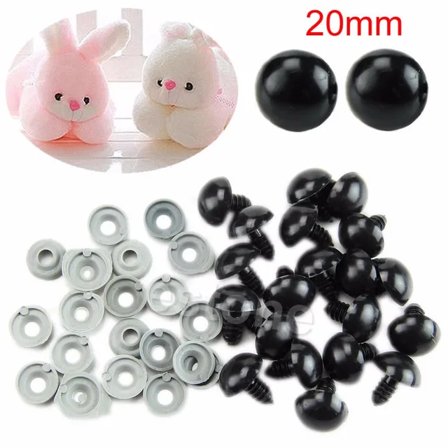 HBB 20pcs/Set 6-20mm Lovely Black Plastic Safety Eyes For Teddy Bear/Dolls/Toy Animal/Felting 4
