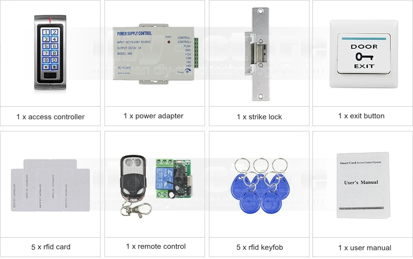 Diysecur RFID 125 кГц ID Card пароль металлическая клавиатура Управление доступом безопасности Системы комплект + удар Блокировка + пульт