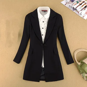 

Autumn Women Long Blazers Jackets Single Button Blazer Women Jacket Casual Long Sleeved Blazer Feminino Longo Outwear Plus Size