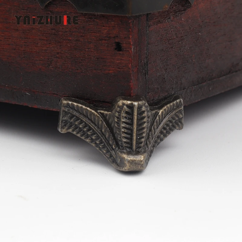 4 шт., античный Угловой протектор, бронзовая коробка для ювелирных изделий, Деревянный чехол, Декоративные ножки, металлический угловой кронштейн, фурнитура