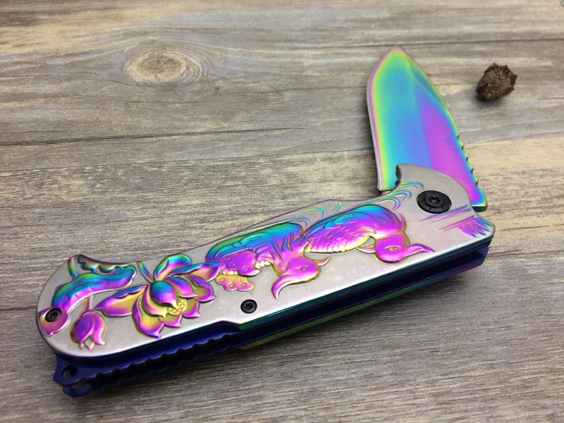 440ss Сталь цвет Titanium нержавеющей стали Прохладный Карманные Ножи EDC инструменты
