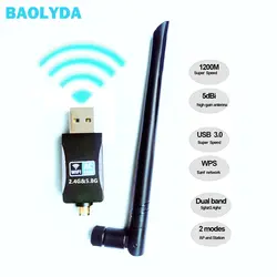 Baolyda1200Mbps USB 3,0 беспроводной Wi Fi Адаптер 2,4 г + 5 ГГц двухполосный AC телевизионные антенны 802.11a/b/G/n Wi-Fi сетевой карты для ноутбука Desktop