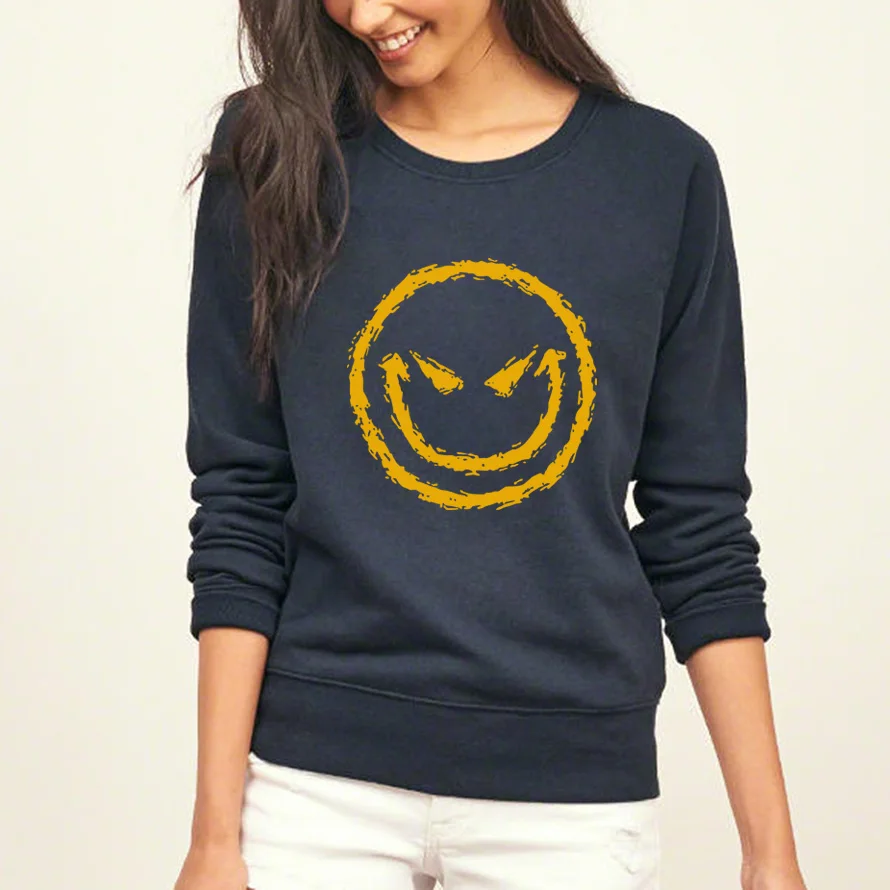 Novelty kpop Smiley Face Sweatshirt Women 2019 autumn kawaii Hip Hop O
