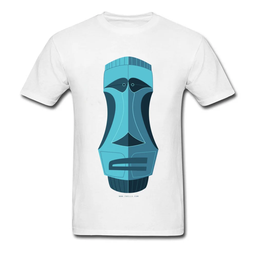 Blue Tiki Casual T Shirt for Male 100% Cotton ostern Day Tops T Shirt Family Clothing Shirt Short Sleeve High Quality O Neck Blue Tiki white