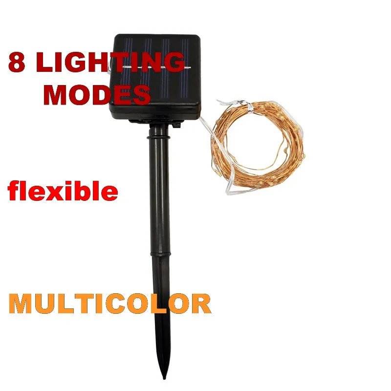 

8 modes multicolor Christmas Solar LED String Light Waterproof 10M 33ft 100 LED Silver Wire Fairy Lamp For Outdoor Garden Chris