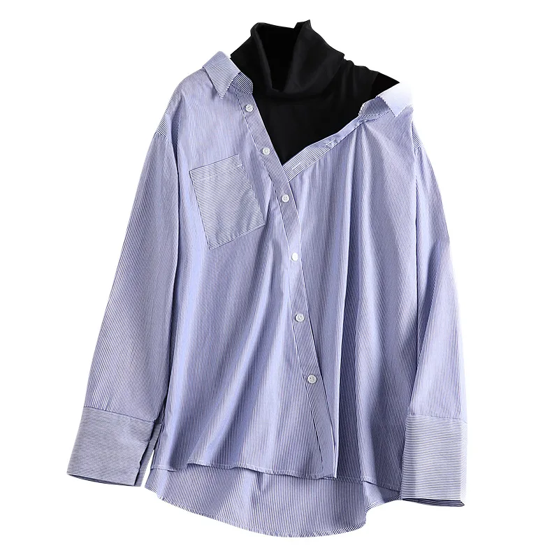 De Las 2019 Azul Estilo Tops La Diseño Vestido Primavera Verano Estación Y Nuevo Blusa Mangas Mujeres Q800639 Europa Original Simple Camisa SOY1wrqS8