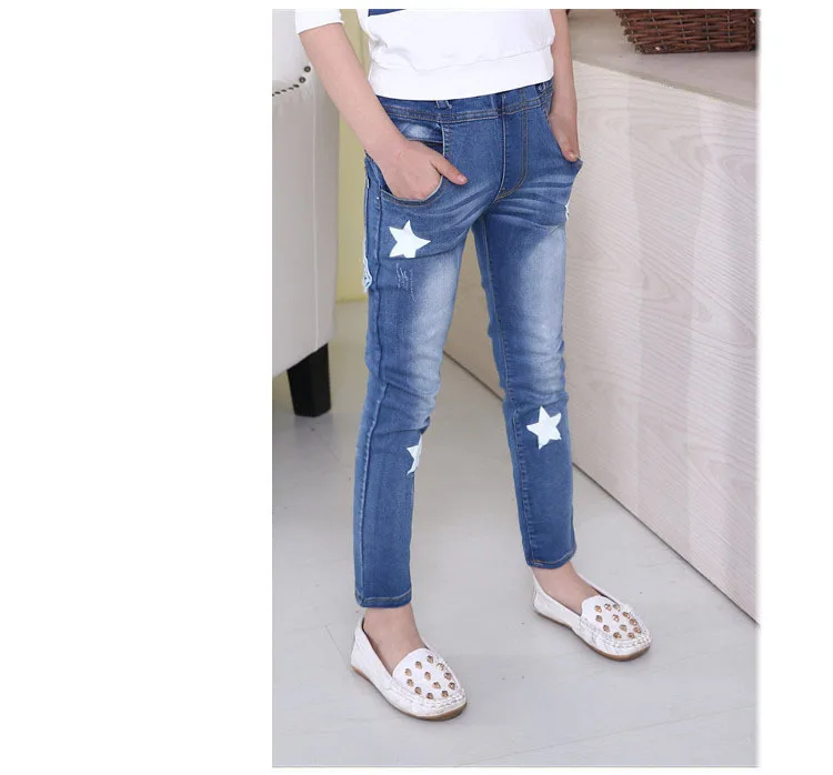 Star Printed Jean Pants for Girls Trousers Infants Autumn Clothing Children Shinny Pants Kids Jeans Bottoms Girls Denim Pants (6)
