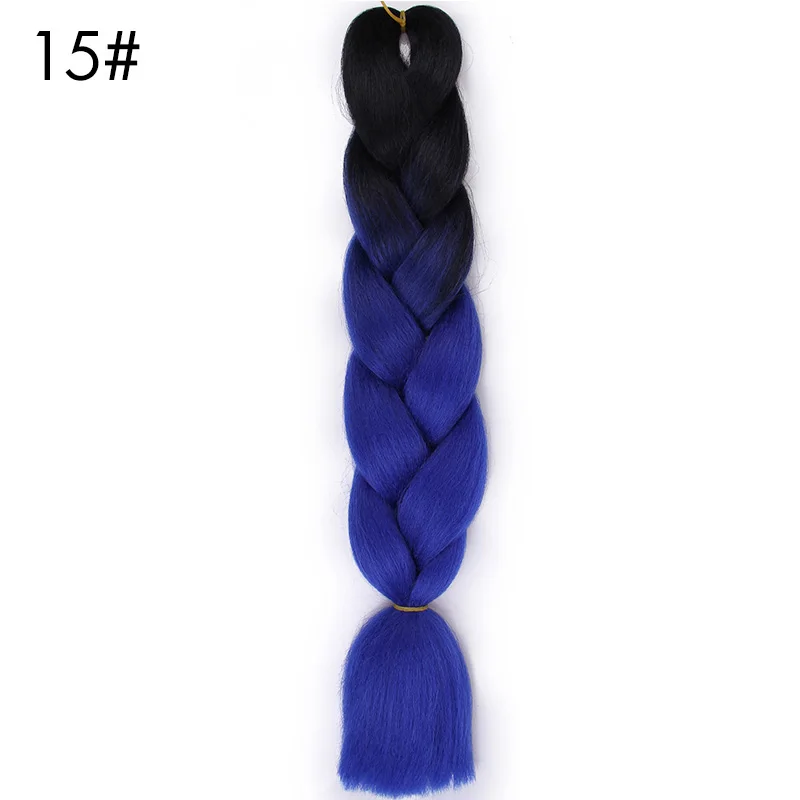 AISI BEAUTY, 100 г/упак., 24 дюйма, огромные косички, волосы, Омбре, два тона, цветные синтетические волосы для кукол, вязанные крючком волосы - Цвет: #1