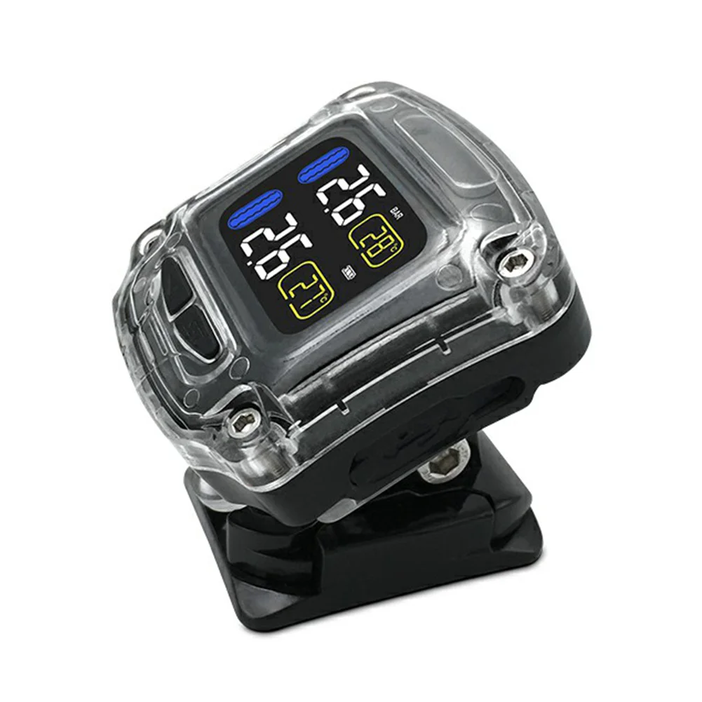 

External Instrument TPMS Electronic With 2 Sensor Tire Pressure Motorcycle Internal Real Time Tyre Temp Tools Monitoring System