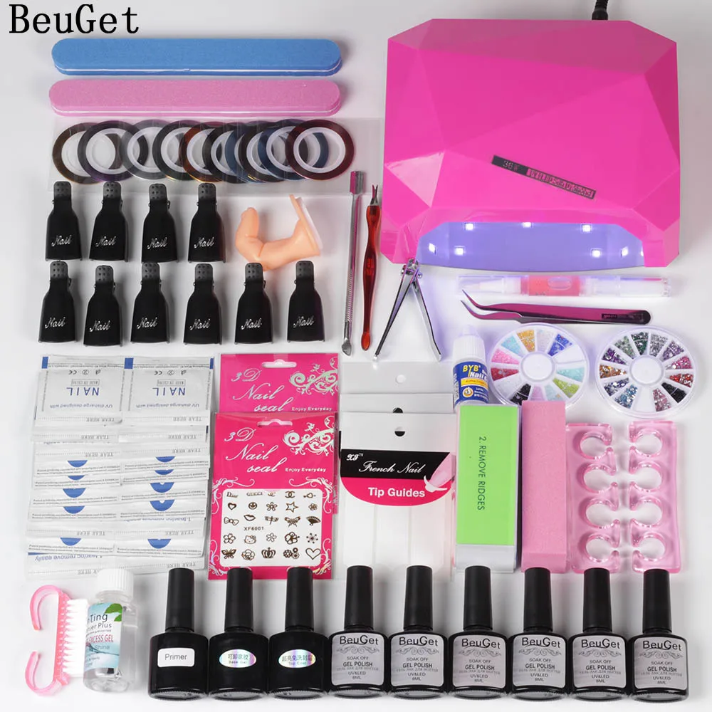

Nail art Set 36w LED Lamp dryer 6 Color nail polish Gel uv gel varnish Nail Polish top base coat UV manicure tools set nail kits