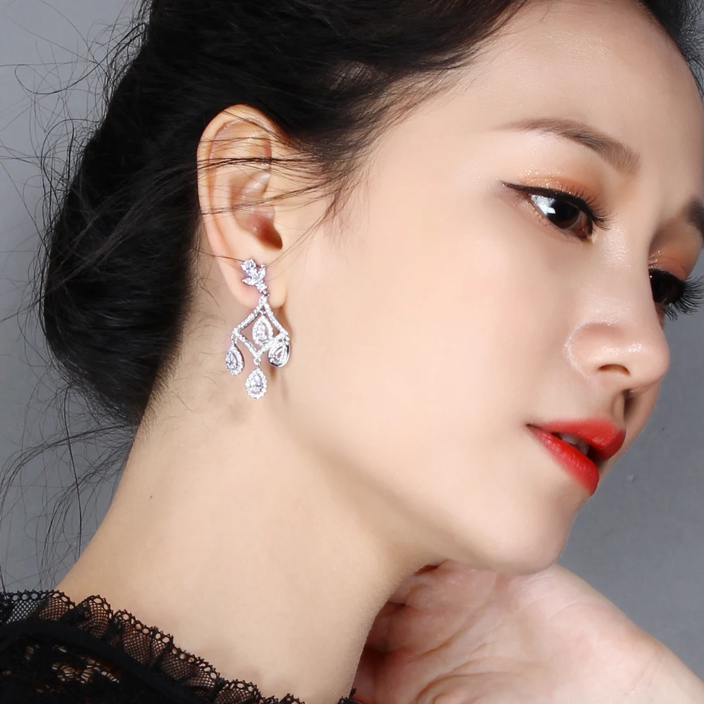 White/Gold color jewelry fast delivery statement jewellery copper elegant drop earrings for women New Water drop earring