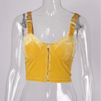 

2019 Fashion Women's Tops Summer Sleeveless Velvet Shirt Solid Square Neck Sexy Blouse Single-breasted Female Cropped Top