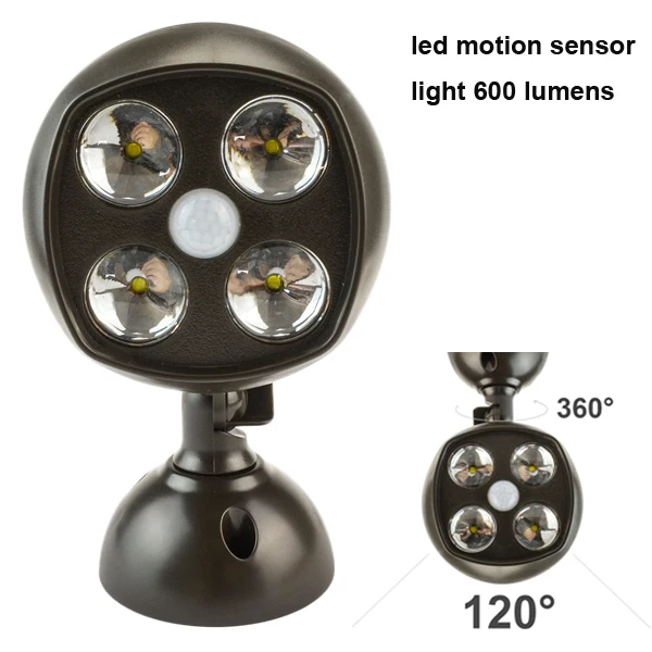 4 LED Motion Sensor Spot Light 600 Lumen Waterproof Outdoor Wireless Light 