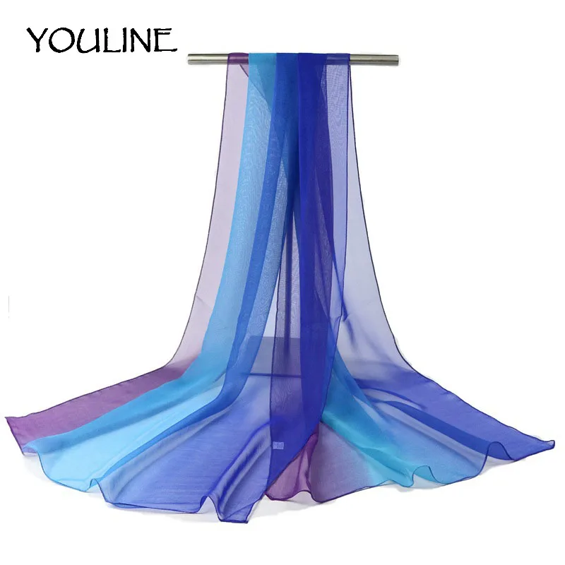 

YOULINE 2018 Summer Hot Gradient Scarf Variety Scarf Shawl Georgette Silk scarf Thin Beach Towel Long Shawl Women Silky WN-05