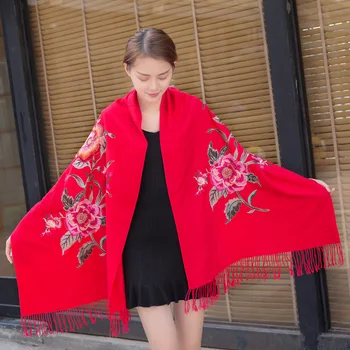 

Hot Pink Embroider Flower Pashmina Cashmere Scarf Female Winter Warm Scarf Shawl Fashion Shawl Scarves Cape Mujeres Bufanda QM04