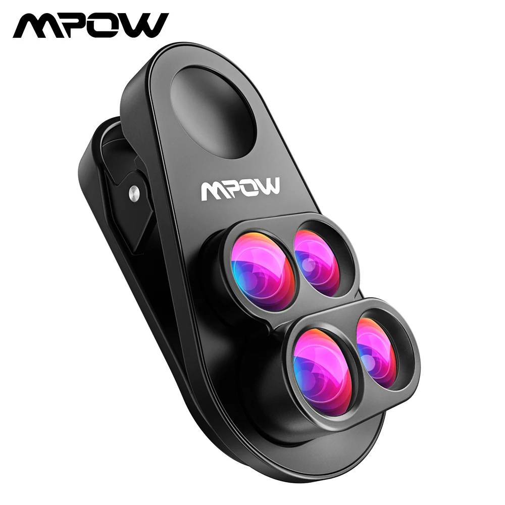 

Mpow PA105 4-in 1 Wide Macro Fisheye Lens Camera Kits Mobile Phone Fish Eye Lenses With Clip 0.65x For Iphone X/XS/6 Smartphone