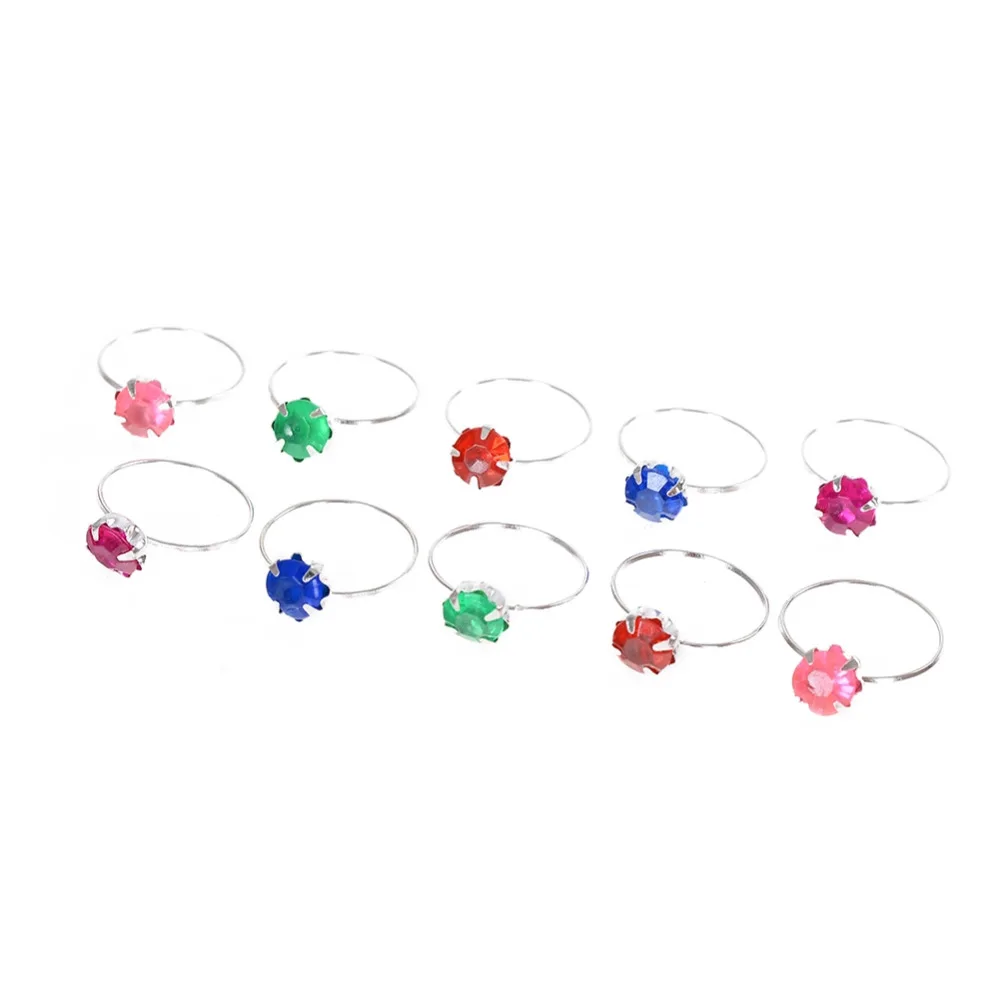 10pcs Bulks Mixed Lots Colorful Crystal Children Rings Fashion Jewelry Ring Baby Girls Boys Party Fashion Accessories