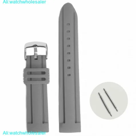 22mm Dark Grey Color Silicone Jelly Rubber Unisex Watch Band Straps WB1072Z22JB