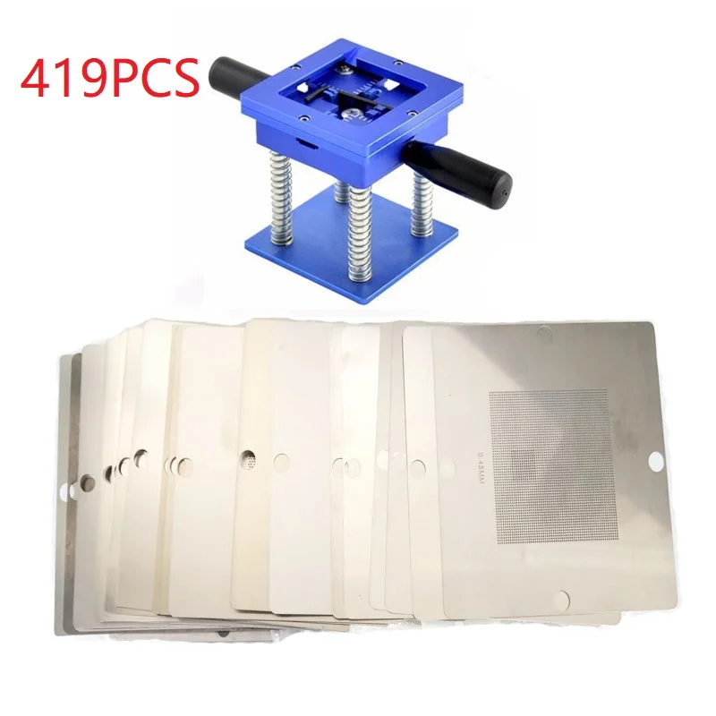 

2018 full set universal 419pcs 90x90mm BGA stencils templates kits+ BGA reballing station kit for notebook laptop XBOX PS3 CXD