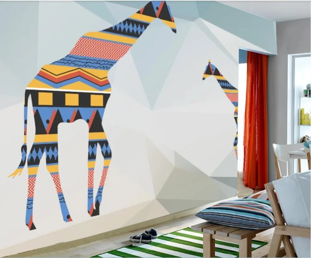 Обои на заказ простой абстрактный геометрический жираф ТВ фон украшение стены-высококлассный водостойкий материал