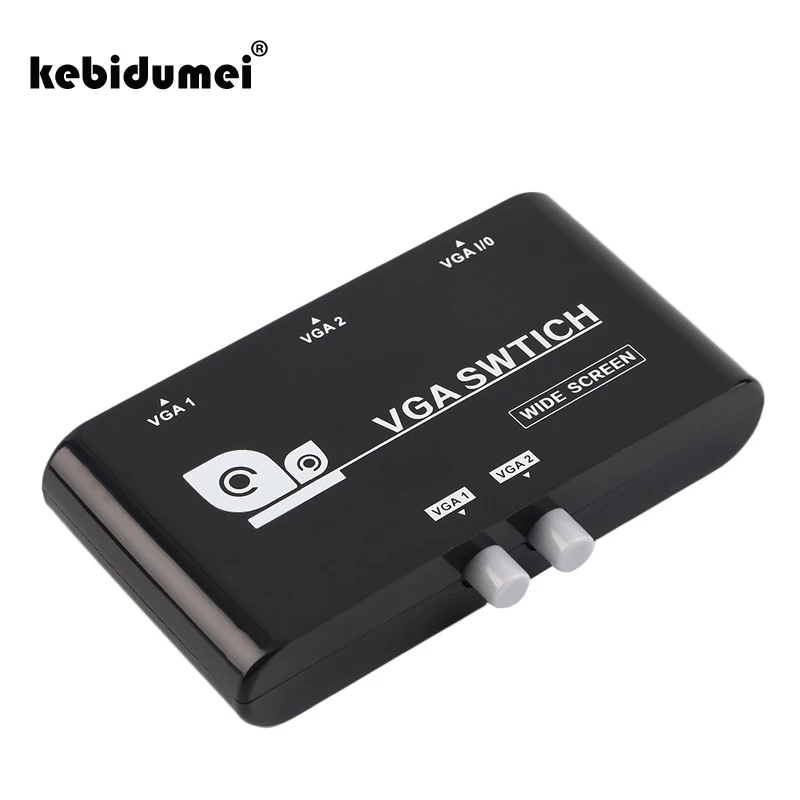 

kebidumei Mini 2 Port VGA Selector Box VGA/SVGA Manual Sharing Selector Switch 2 In 1 Out Switcher Box For LCD PC Laptop compute