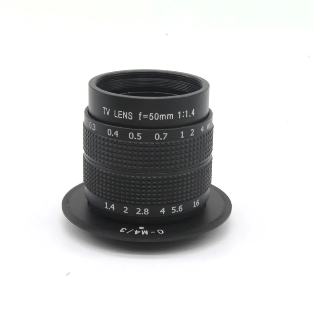 

Kits 50mm C-Mount CCTV Lens + M4/3-mount adapter ring for Olympus Panasonic Leica micro camera free shipping(black)