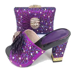 Камни обувь Дамские тапочки соответствующие сумочки-клатча средний каблук 3,5 дюйм(ов) ручной работы обувь женщины комплект SB8159-5 обувь и