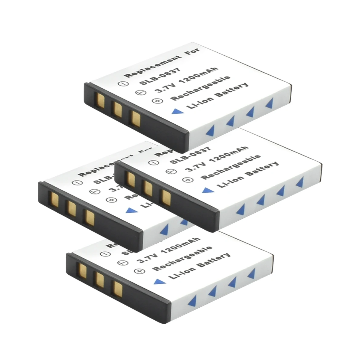 

4Packs 3.7V 1200mAh SLB-0837 SLB0837 SLB 0837 Rechargeable Camera Battery For Samsung Digimax i5 i6 i50 L60 NV3 NV7 L20