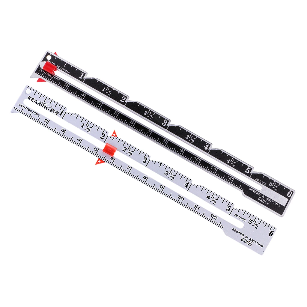2Pcs Metal Sewing And Knitting Gauge Garment Pattern Dress Making Ruler