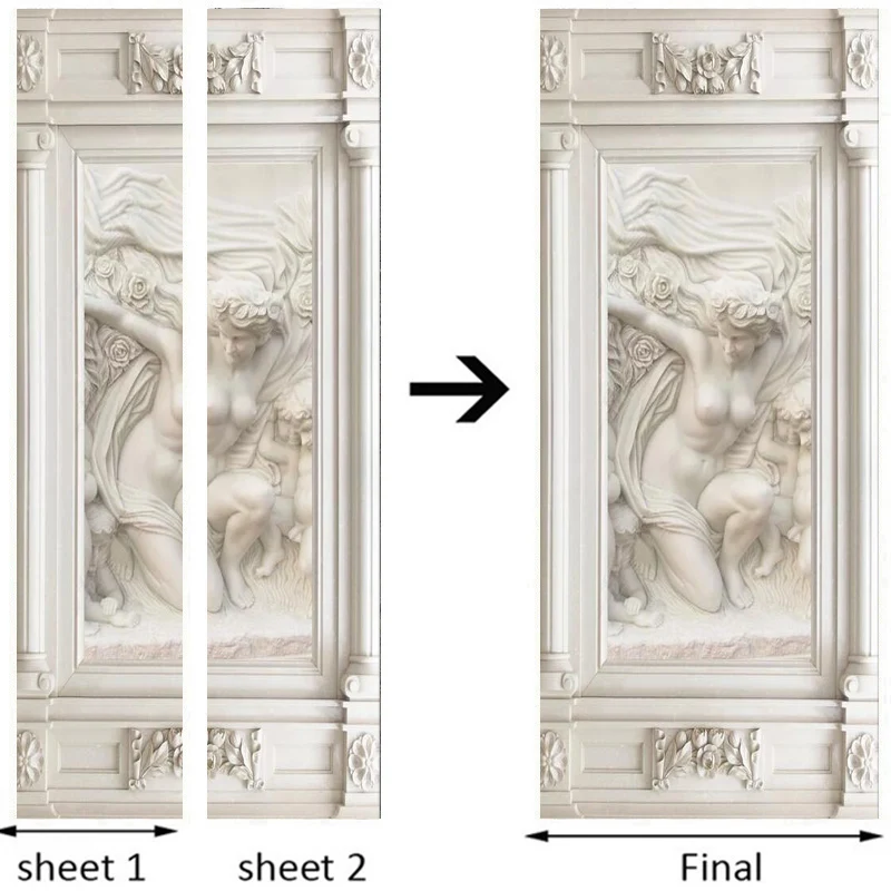 ПВХ дверной Стикер Европейский Стиль 3D стерео рисунок фото обои Гостиная Спальня самоклеющиеся водонепроницаемые 3D наклейки s фрески