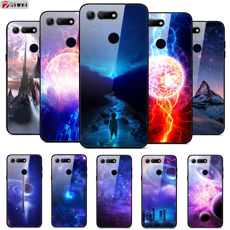 

Tempered Glass Hard Back For Funda Huawei Honor View 20 Case Soft TPU Bumper Coque For Huawei Honor 20 Case V20 Viwe20 Cover