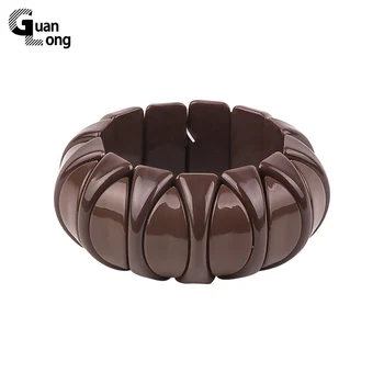 

GuanLong fashion wholesale resin female charm elastic string bracelet Pulseiras female jewelry