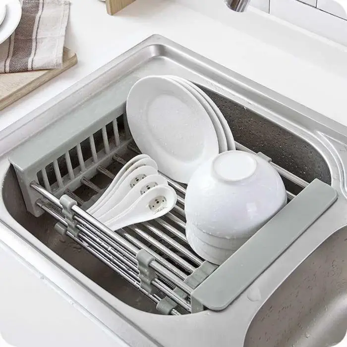 Economical Retractable Sink Water Filter Rack Drain Basket Stainless Steel Kitchen Sink Dish Drainer Counter Best Price