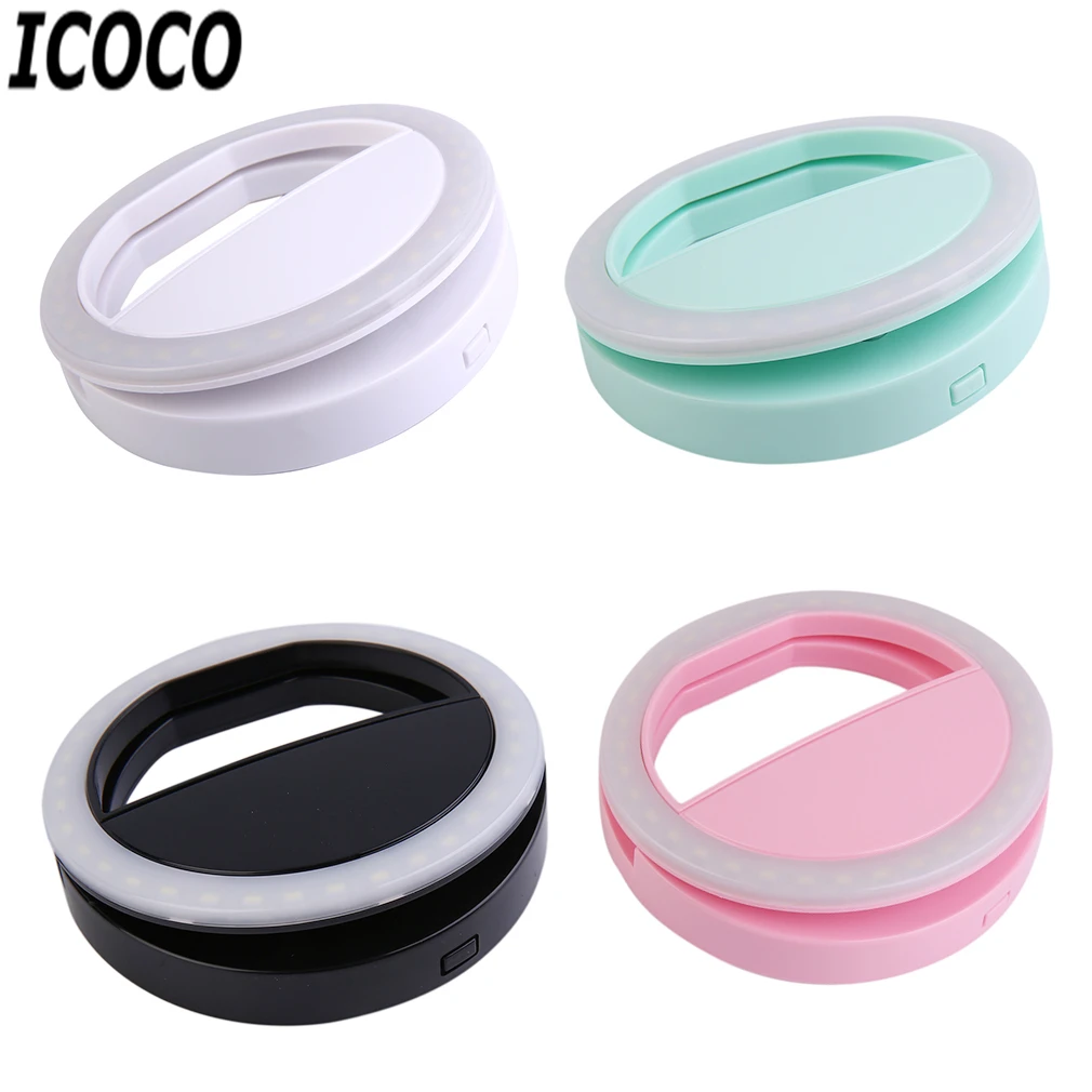

ICOCO Portable Mobile Phone Selfie Light Clip-On Lamp LED Flash Light Phone Ring For Iphone For Samsung Drop Shipping