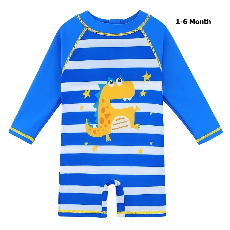 1-6 Month S292 blue BAOHULU/детские купальные костюмы с принтом для девочек, детские купальники, цельный купальный костюм, UPF50+ купальные костюмы для малышей, пляжная одежда для детей - Цвет: 1-6 Month S292 blue