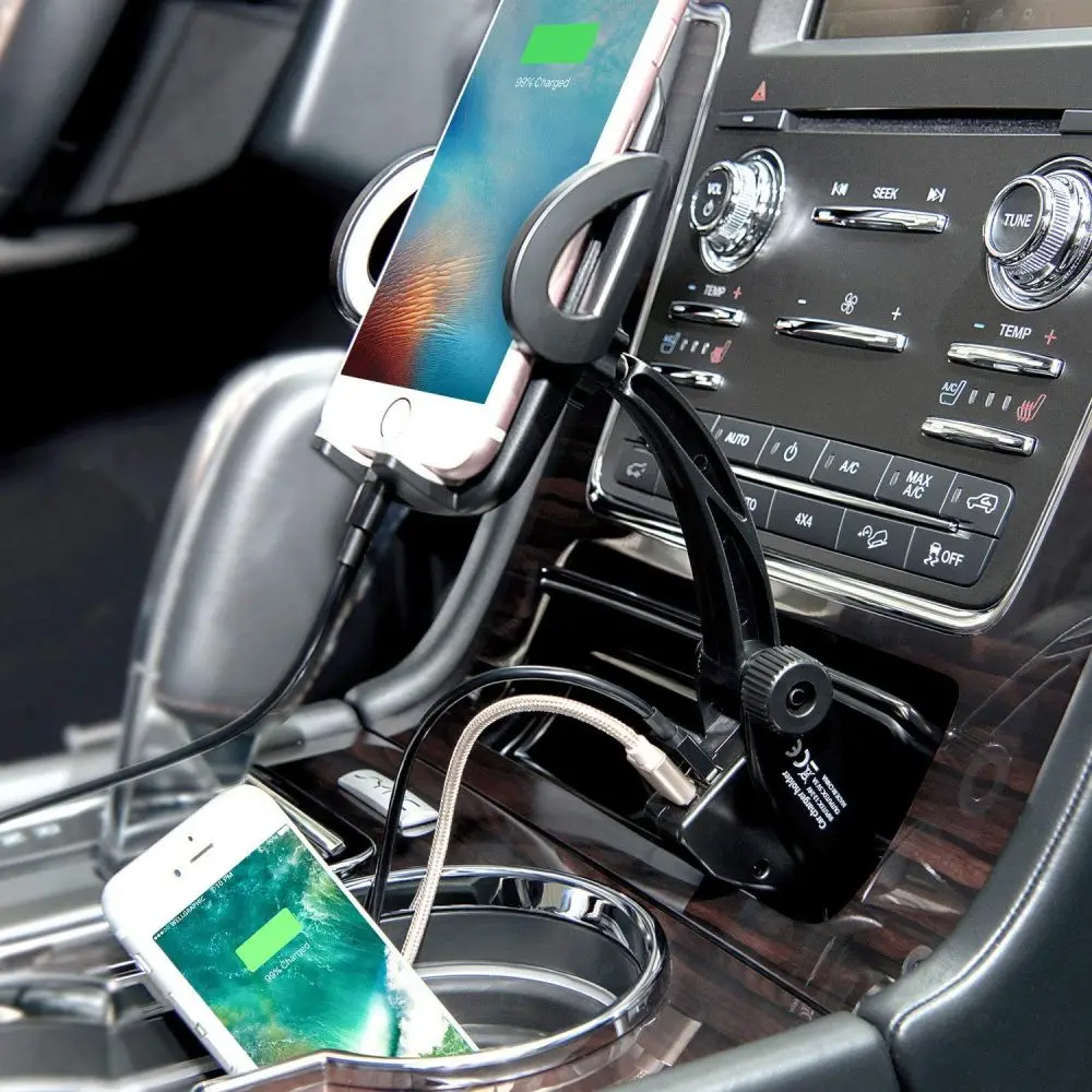 Универсальный автомобильный держатель для телефона Подставка для Iphone X 8 7 Plussmart Phone Автомобильный прикуриватель автомобильное зарядное устройство с кремплением сдвоенный USB
