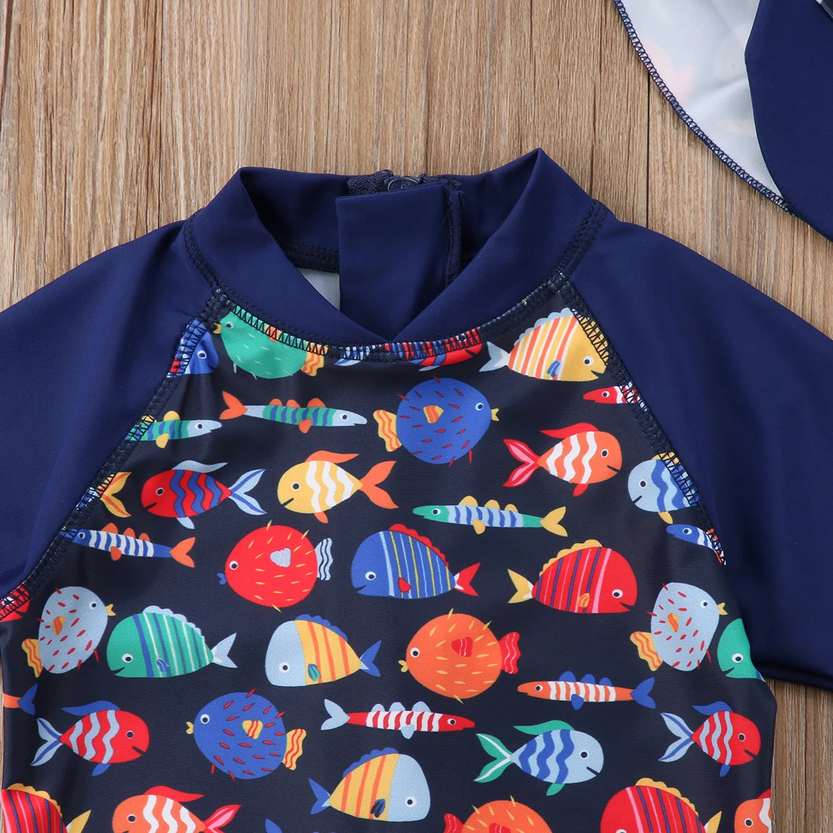 Полосатая блузка для маленьких мальчиков и девочек, купальный костюм, купальный костюм для купания, пляжный купальный костюм с принтом рыбы, спа