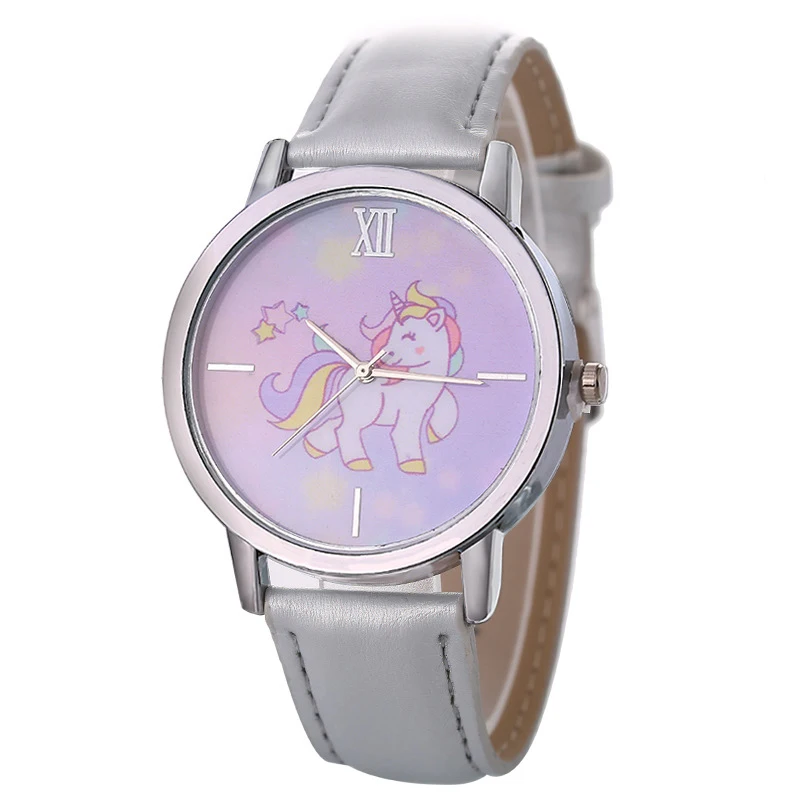 2018 Cute Unicorn Cartoon Watches Kid Girls Leather Straps Wristwatch Children Quartz Watch Cute Clock Relogio 5