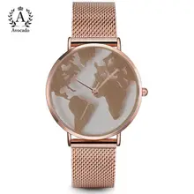 AVOCADO Hot Sale World Fashion Quartz Watch Men Unisex Map Airplane Travel Around The World Women Leather Dress Wrist Watches zhou lianfa fashion network world map lychee pattern gold quartz watch