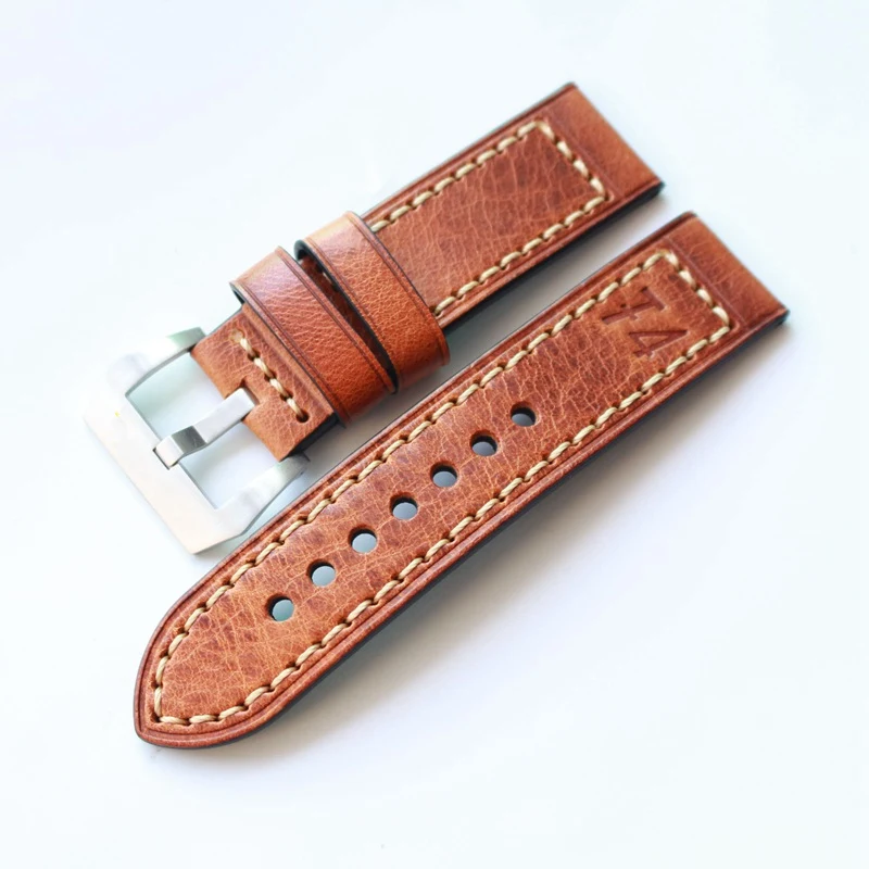 

TJP Personality 20mm 22mm 24mm F4 Brown Vintage Italy Calf Genuine Leather Wacthbands For PAM U-boat Zenith Pilot Strap bracelet