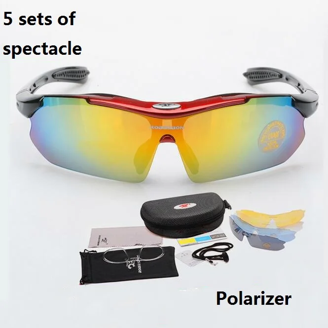 New Sports Man Sunglasses Road Cycling Glasses Mountain Bike Bicycle Riding Protection Goggles Eyewear 5 sets of spectacle lense