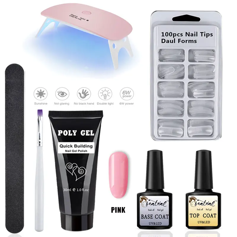 Juego de Gel de poligel de 30g Kit de Gel de acrílico de uñas Rosa Blanco claro cristal UV Builder Gel realce Slip Solution rápido extensión de Gel Juego de Gel de poligel de 30g Kit de Gel de acrílico de uñas Rosa Blanco claro cristal UV Builder Gel realce Slip Solution rápido extensión de Gel